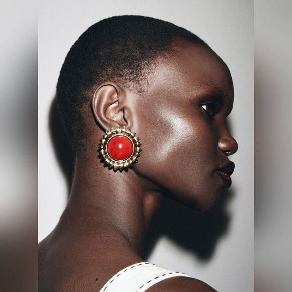 NWT ZARA STONE SUN EARRINGS - Picture 1 of 6